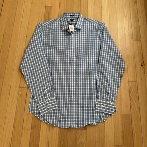 J Crew Shirt Mens Large Blue Plaid Performance Slim Long Sleeve Preppy Casual